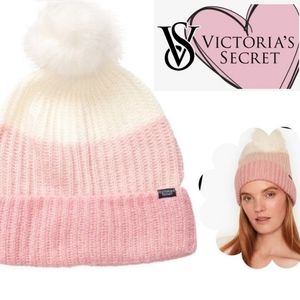 Victoria Secret Pink White Pom-Pom Winter Hat